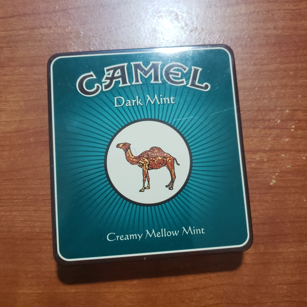 Camel dark mint cigarette tin